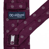 Shibumi-Flower Shantung Silk Tie - Eggplant - Hand-Rolled