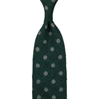 Shibumi-Flower Shantung Silk Tie - Forest - Hand-Rolled