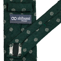 Shibumi-Flower Shantung Silk Tie - Forest - Hand-Rolled