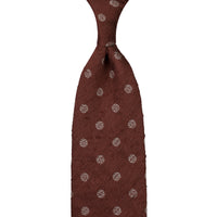 Shibumi-Flower Shantung Silk Tie - Beech Brown - Hand-Rolled