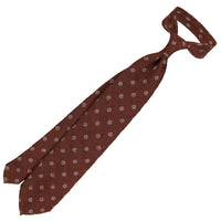Shibumi-Flower Shantung Silk Tie - Beech Brown - Hand-Rolled