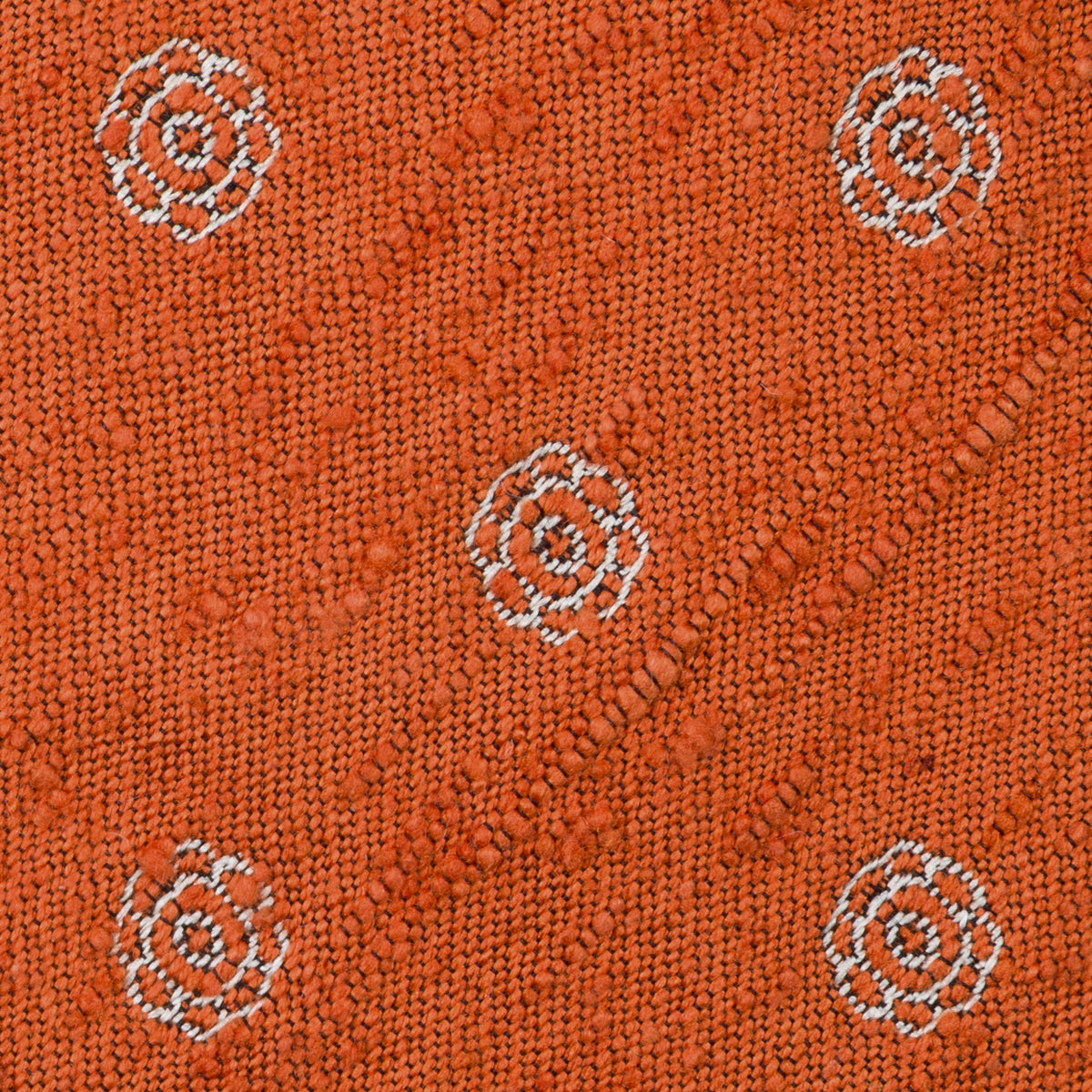 Shibumi-Flower Shantung Silk Tie - Orange - Hand-Rolled