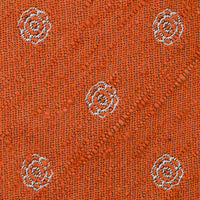 Shibumi-Flower Shantung Silk Tie - Orange - Hand-Rolled