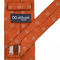 Shibumi-Flower Shantung Silk Tie - Orange - Hand-Rolled