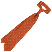 Shibumi-Flower Shantung Silk Tie - Orange - Hand-Rolled