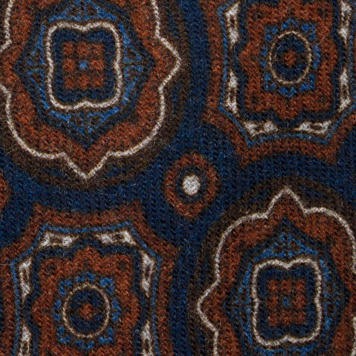Floral Wool Challis Tie - Navy - Hand-Rolled