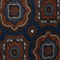 Floral Wool Challis Tie - Navy - Hand-Rolled