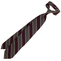 Striped Grenadine / Garza Grossa Silk Tie - Olive / Burgundy / White