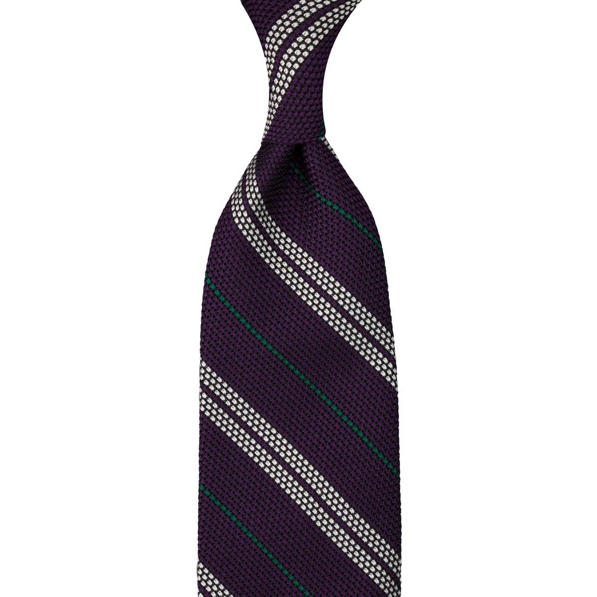 Striped Grenadine / Garza Fina Silk Tie - Eggplant - Hand-Rolled