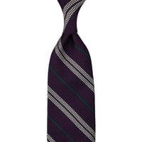 Striped Grenadine / Garza Fina Silk Tie - Eggplant - Hand-Rolled
