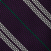 Striped Grenadine / Garza Fina Silk Tie - Eggplant - Hand-Rolled