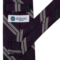 Striped Grenadine / Garza Fina Silk Tie - Eggplant - Hand-Rolled