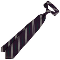 Striped Grenadine / Garza Fina Silk Tie - Eggplant - Hand-Rolled