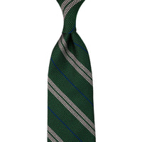 Striped Grenadine / Garza Fina Silk Tie - Forest - Hand-Rolled