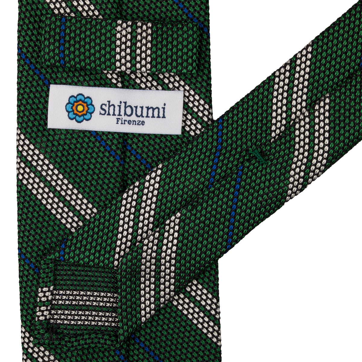 Striped Grenadine / Garza Fina Silk Tie - Forest - Hand-Rolled
