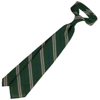 Striped Grenadine / Garza Fina Silk Tie - Forest - Hand-Rolled