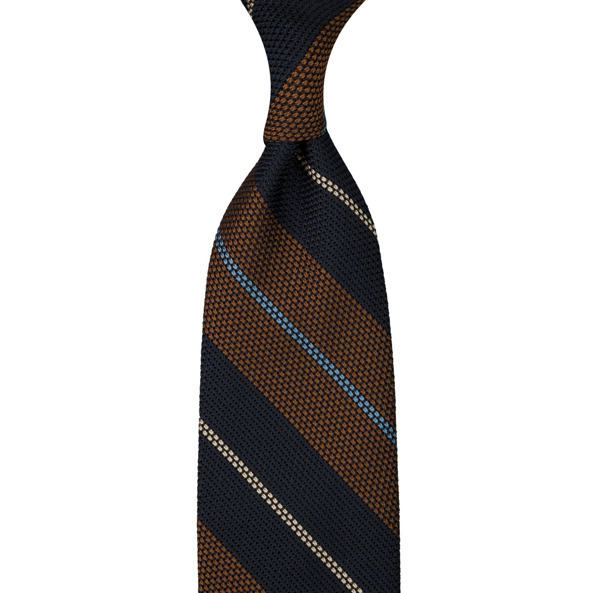 Striped Grenadine / Garza Fina Silk Tie - Navy / Copper