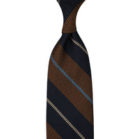 Striped Grenadine / Garza Fina Silk Tie - Navy / Copper