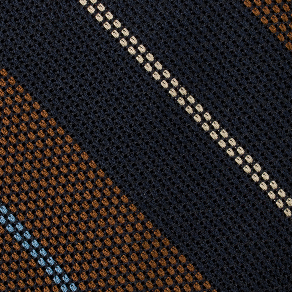 Striped Grenadine / Garza Fina Silk Tie - Navy / Copper