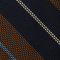 Striped Grenadine / Garza Fina Silk Tie - Navy / Copper