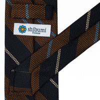 Striped Grenadine / Garza Fina Silk Tie - Navy / Copper