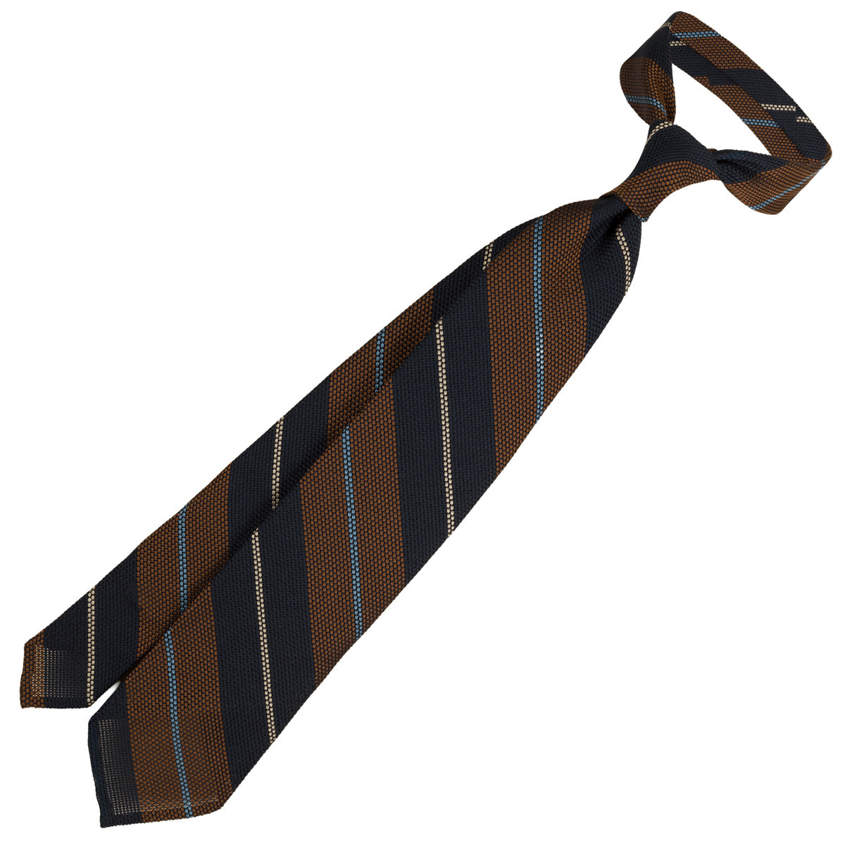 Striped Grenadine / Garza Fina Silk Tie - Navy / Copper
