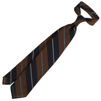Striped Grenadine / Garza Fina Silk Tie - Navy / Copper