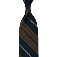 Striped Grenadine / Garza Fina Silk Tie - Navy / Army