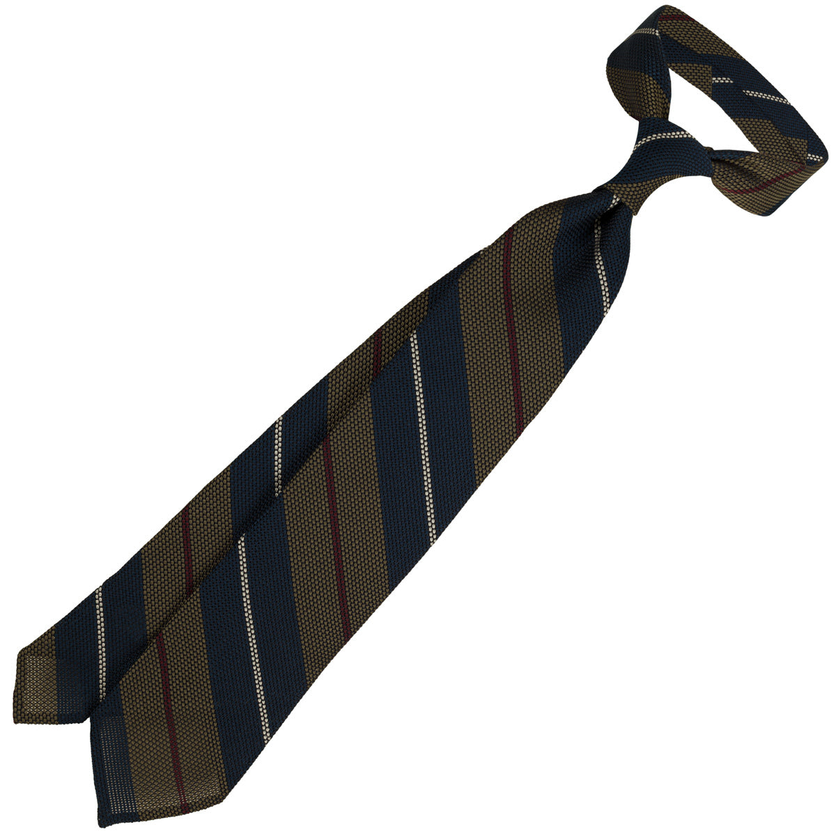 Striped Grenadine / Garza Fina Silk Tie - Navy / Army