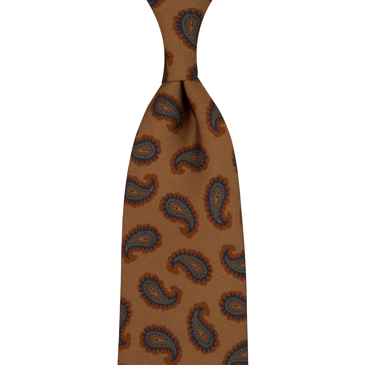Copper Madder Silk Tie - Gold - Hand-Rolled