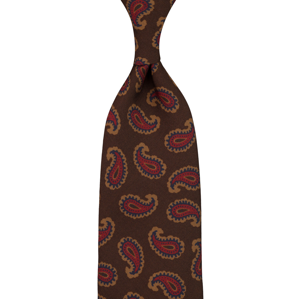 Copper Madder Silk Tie - Brown - Hand-Rolled