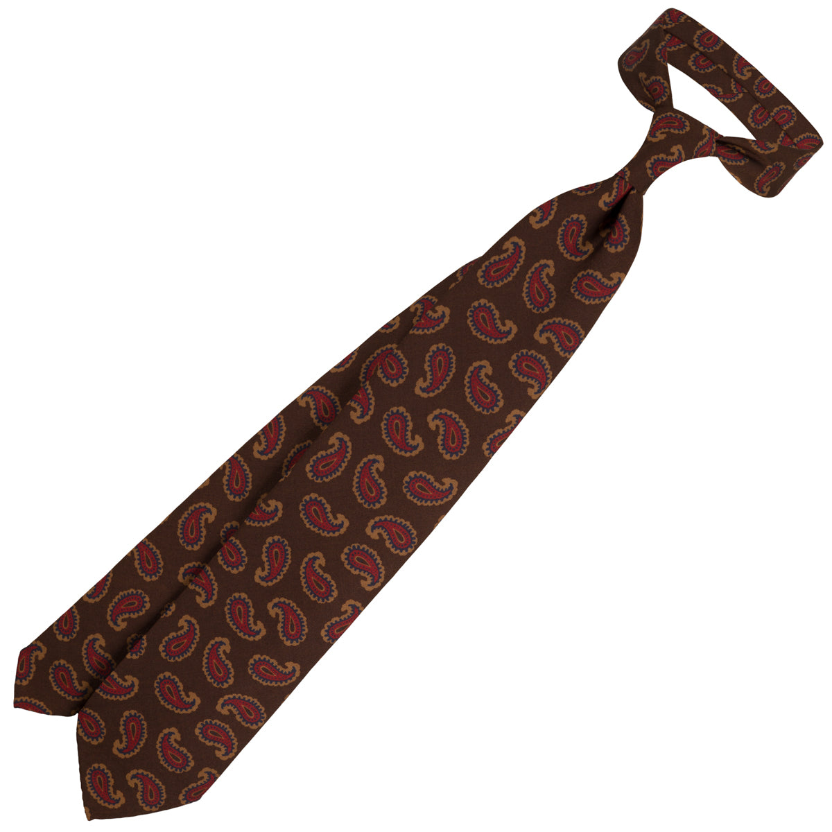 Copper Madder Silk Tie - Brown - Hand-Rolled