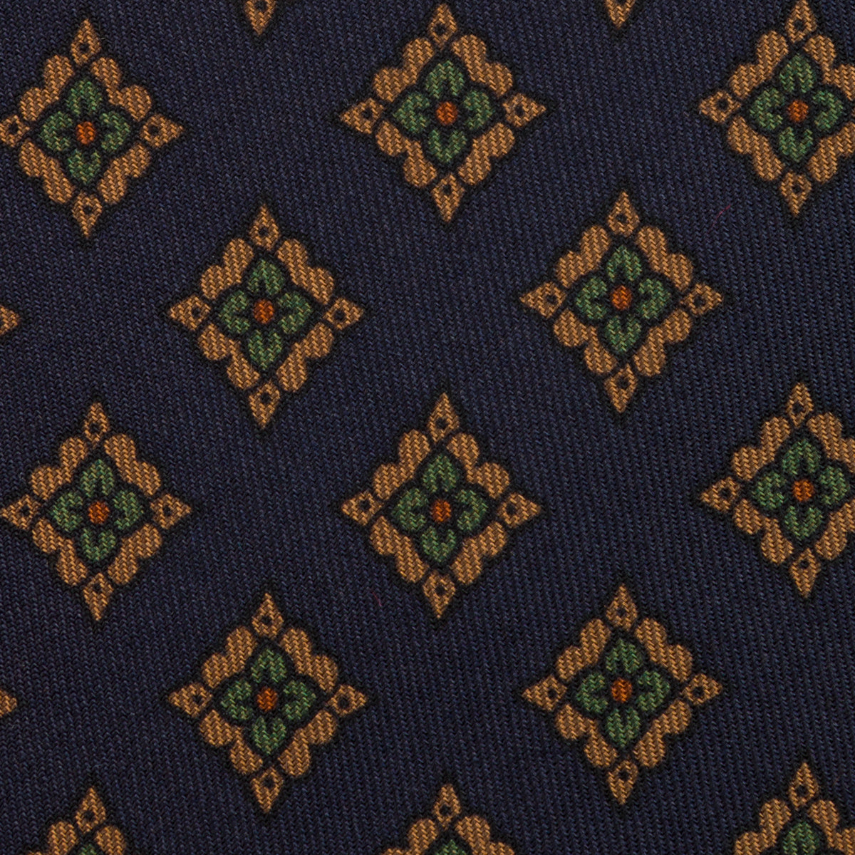Copper Madder Silk Tie - Navy - Hand-Rolled