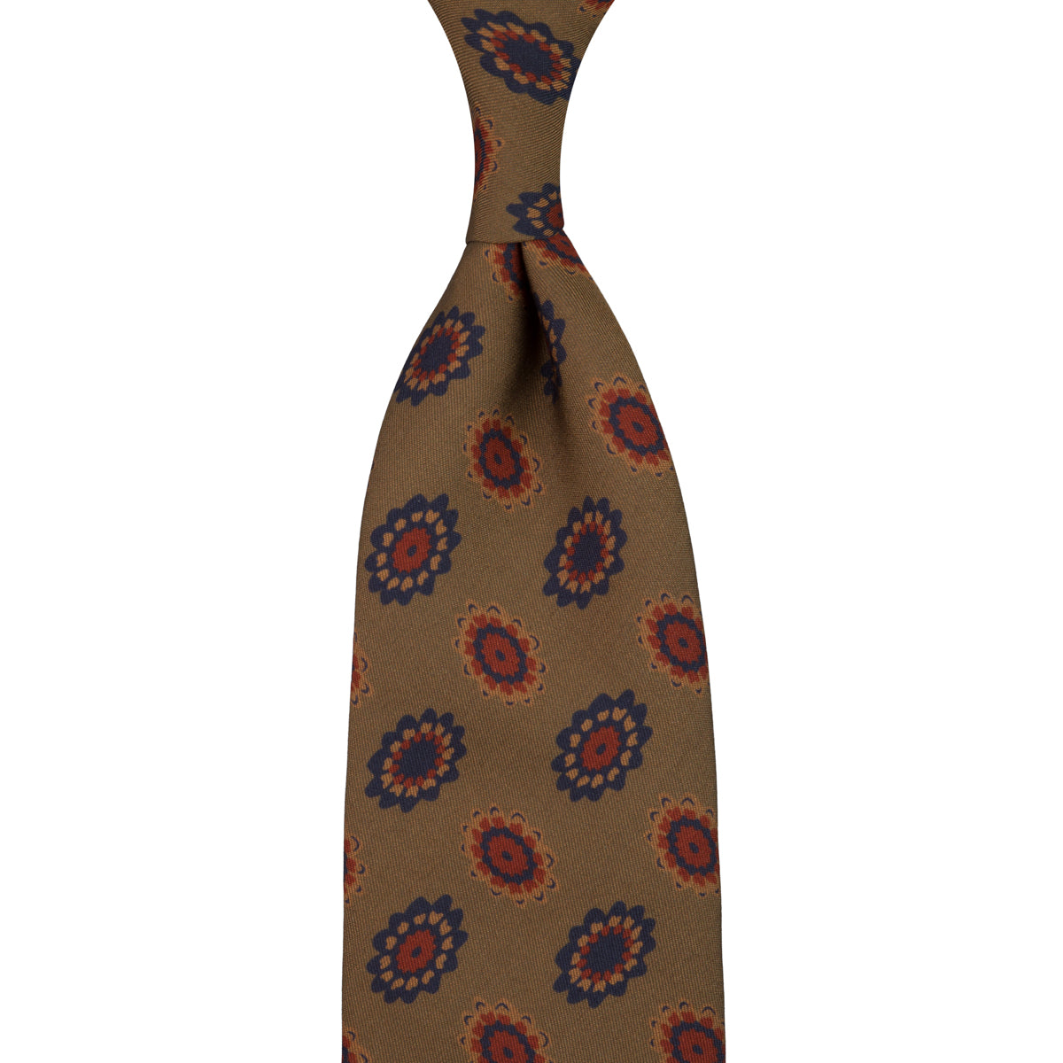 Copper Madder Silk Tie - Olive - Hand-Rolled