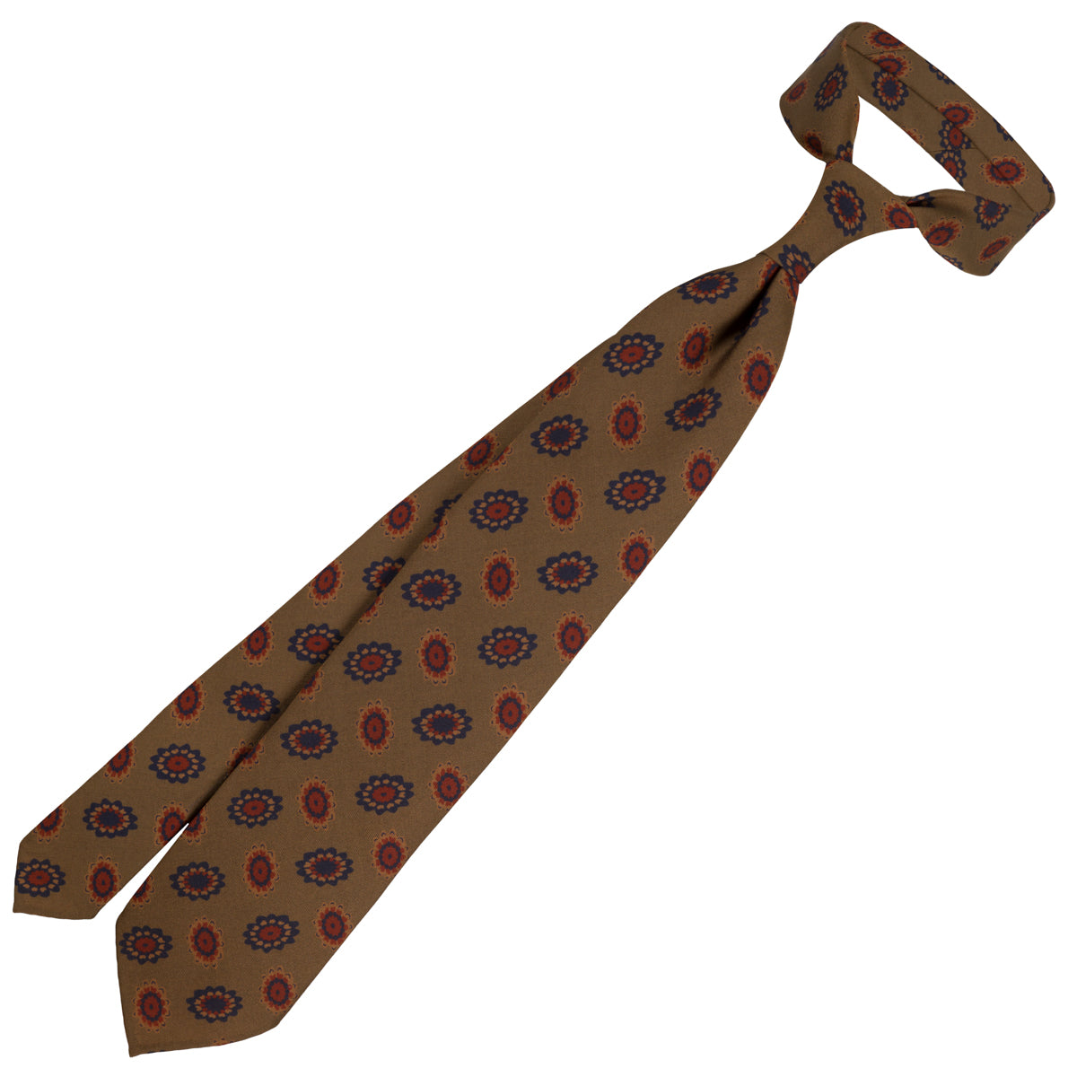 Copper Madder Silk Tie - Olive - Hand-Rolled