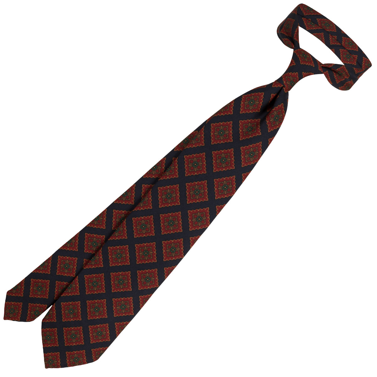Copper Madder Silk Tie - Midnight - Hand-Rolled