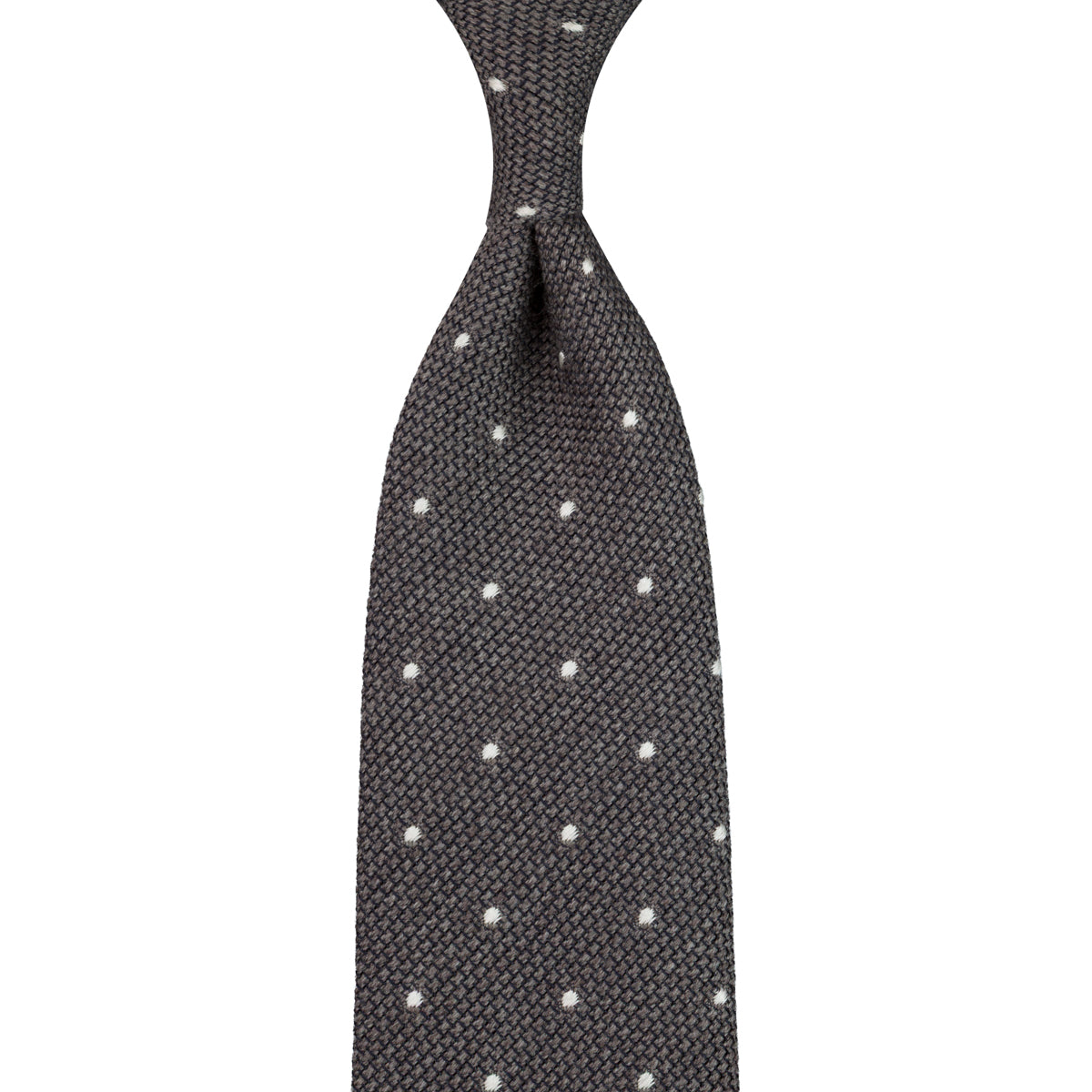 Dotted Wool/Silk Grenadine Tie - Taupe - Hand-Rolled