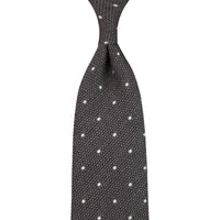 Dotted Wool/Silk Grenadine Tie - Taupe - Hand-Rolled