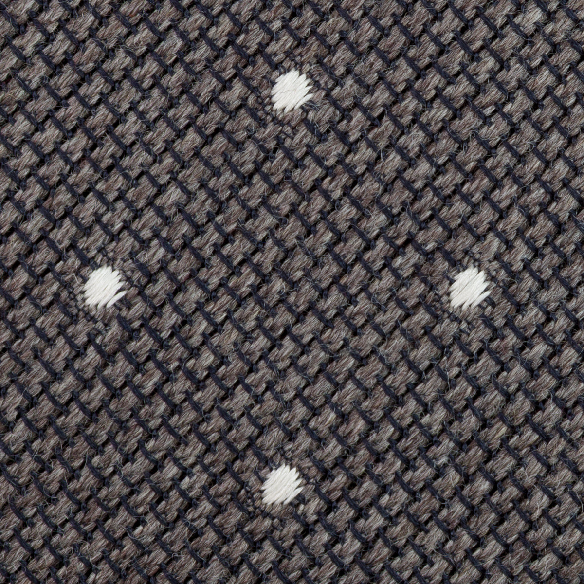 Dotted Wool/Silk Grenadine Tie - Taupe - Hand-Rolled