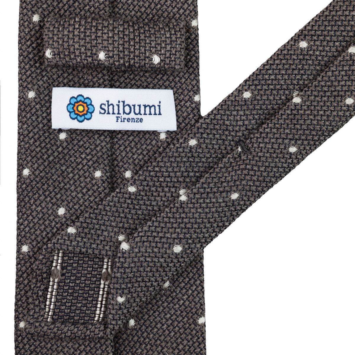 Dotted Wool/Silk Grenadine Tie - Taupe - Hand-Rolled