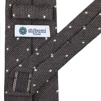 Dotted Wool/Silk Grenadine Tie - Taupe - Hand-Rolled