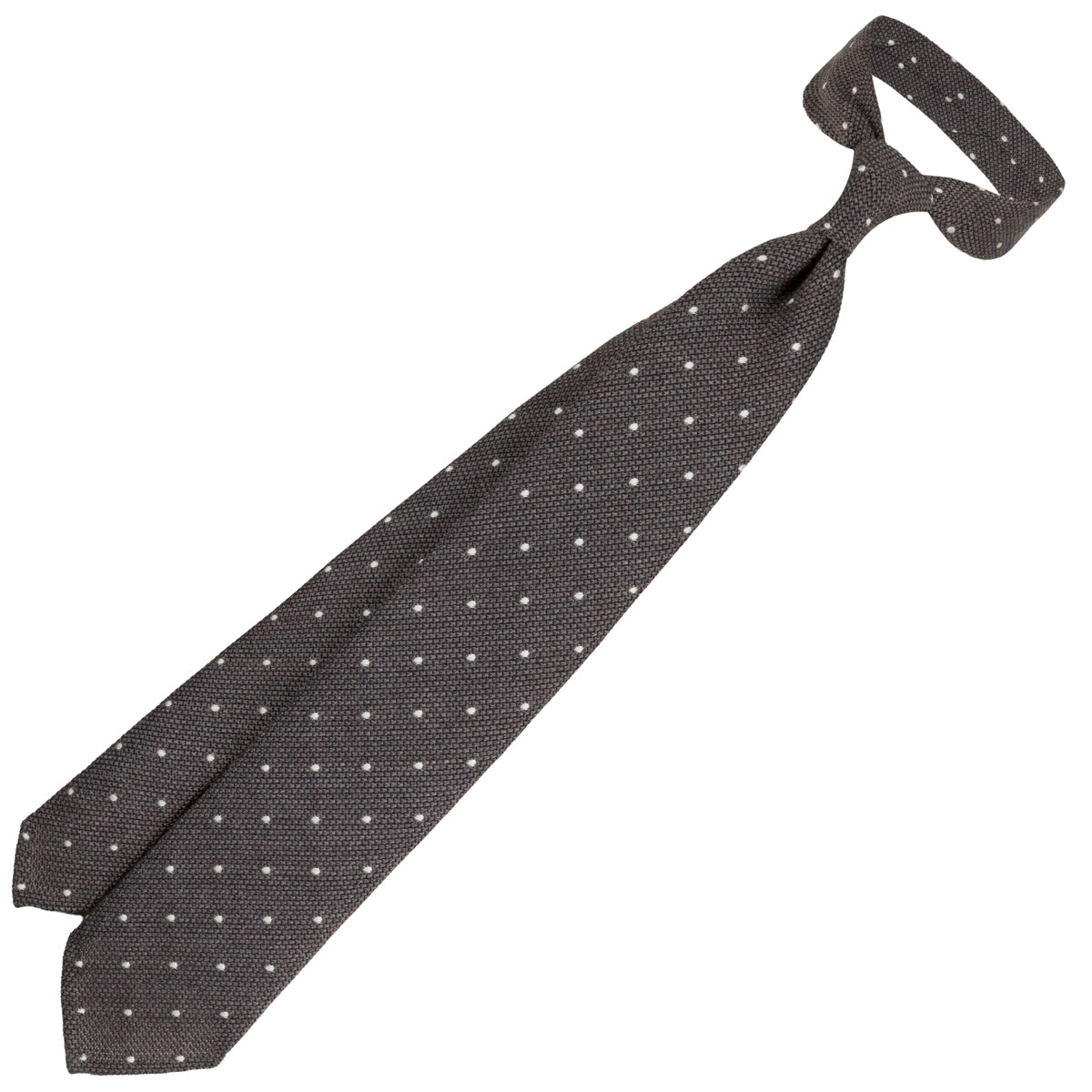 Dotted Wool/Silk Grenadine Tie - Taupe - Hand-Rolled