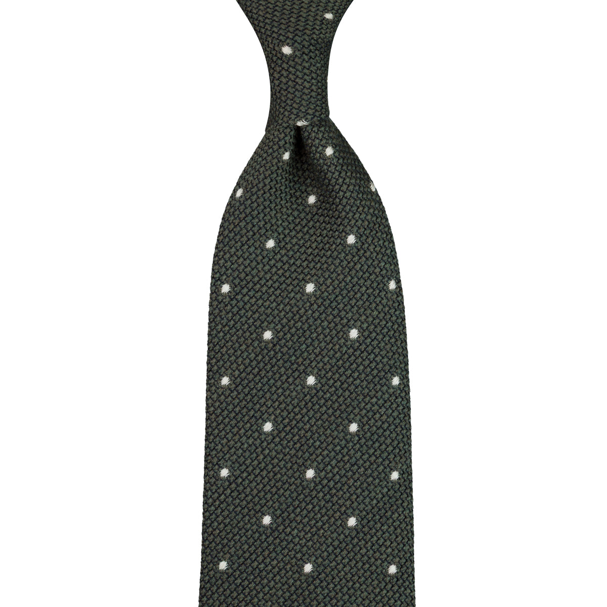 Dotted Wool/Silk Grenadine Tie - Moss - Hand-Rolled