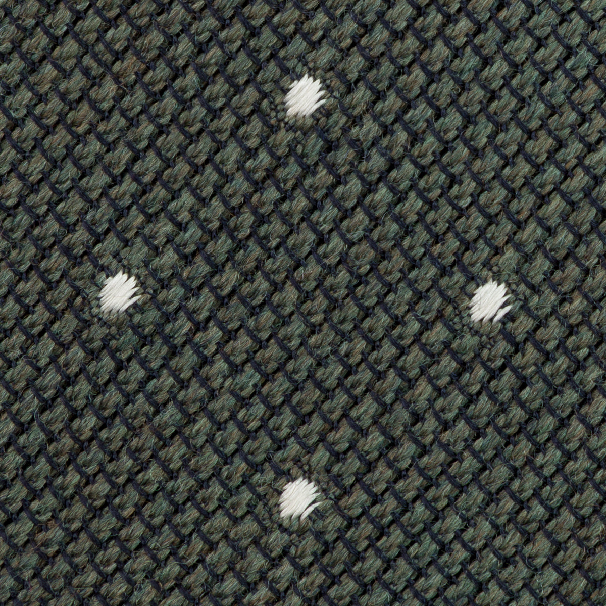 Dotted Wool/Silk Grenadine Tie - Moss - Hand-Rolled