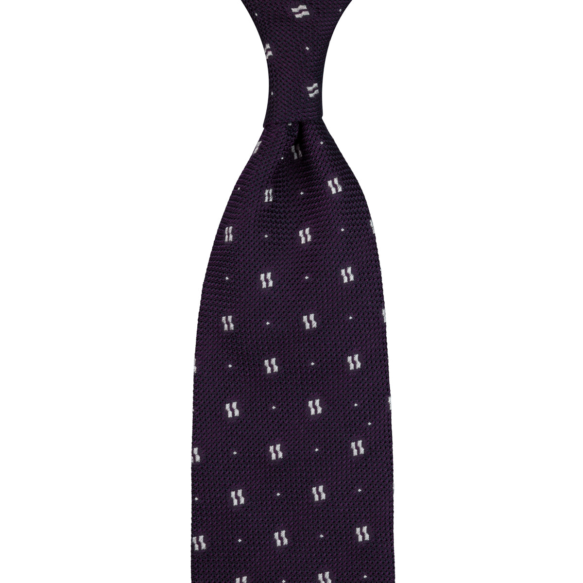 Floral Fina Grenadine Silk Tie - Eggplant - Hand-Rolled