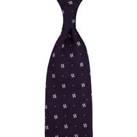 Floral Fina Grenadine Silk Tie - Eggplant - Hand-Rolled