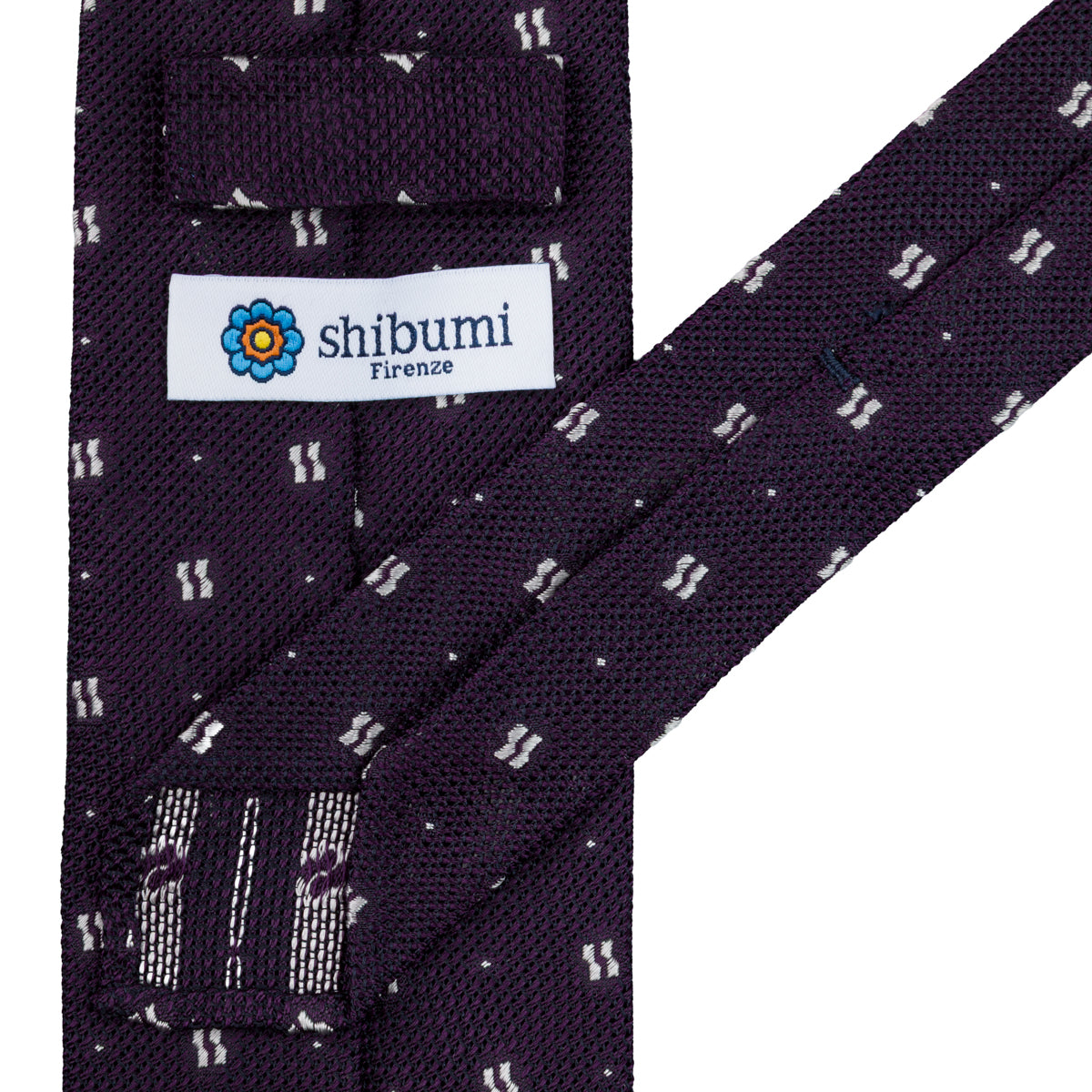 Floral Fina Grenadine Silk Tie - Eggplant - Hand-Rolled