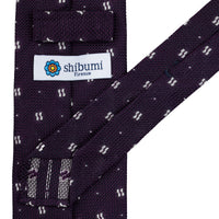 Floral Fina Grenadine Silk Tie - Eggplant - Hand-Rolled