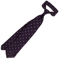 Floral Fina Grenadine Silk Tie - Eggplant - Hand-Rolled