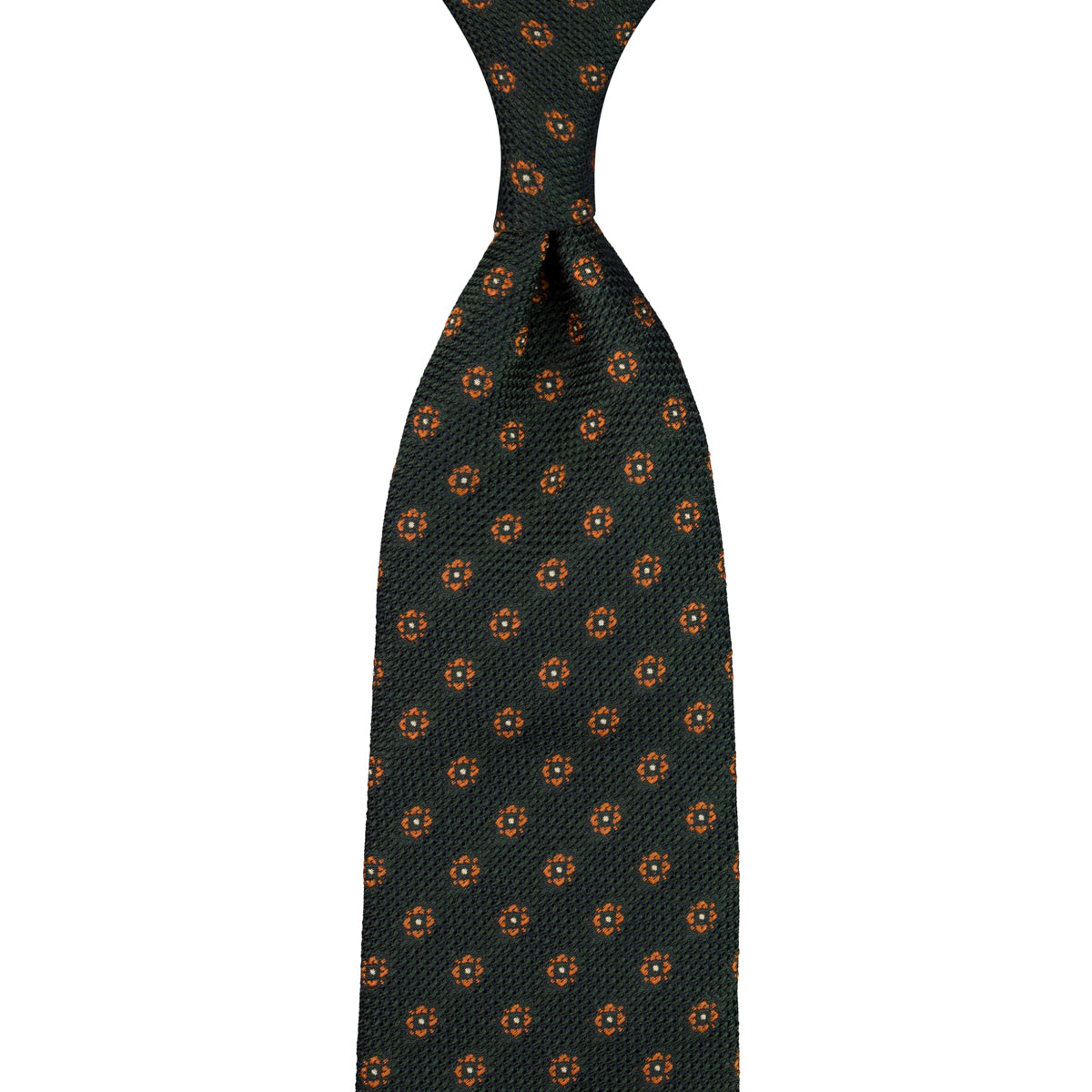 Floral Fina Grenadine Silk Tie - Forest - Hand-Rolled
